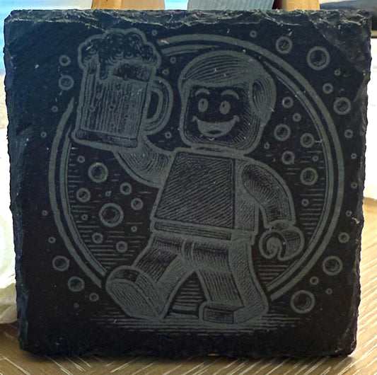 Lego-Inspired Slate Coasters: Engraved Drink Coasters, Set of Four