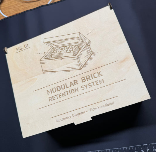 BlockVault™ Wooden Brick Storage Box | Leftover Brick Organizer for Building Sets | Laser Engraved Brick Parts Box | Gift for Brick Builders