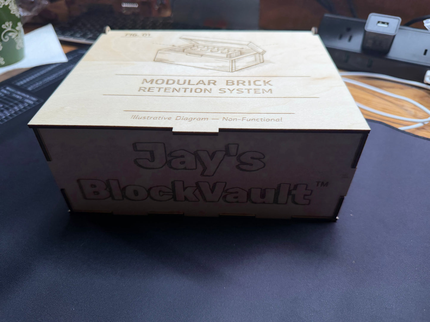 BlockVault™ Wooden Brick Storage Box | Leftover Brick Organizer for Building Sets | Laser Engraved Brick Parts Box | Gift for Brick Builders