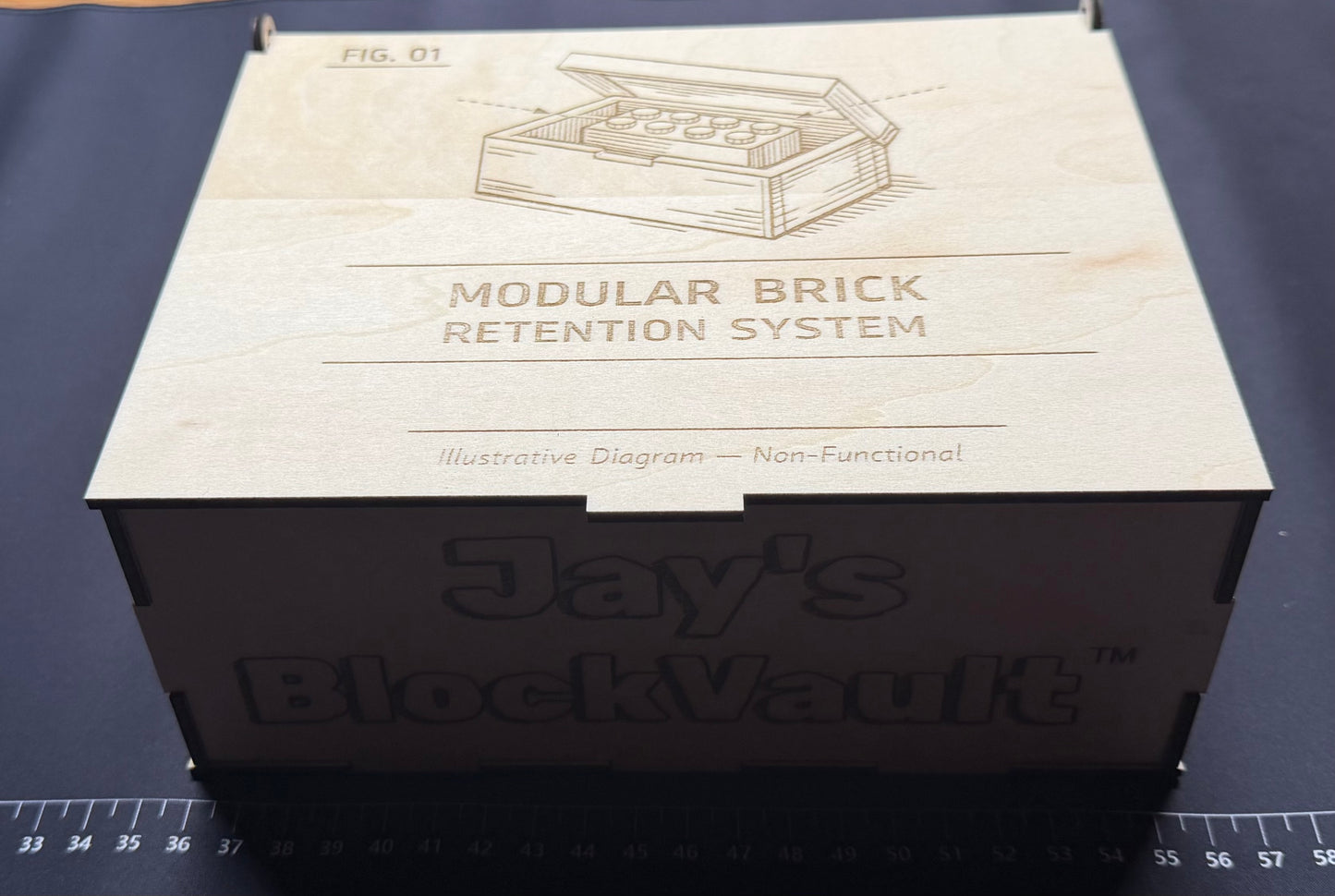 BlockVault™ Wooden Brick Storage Box | Leftover Brick Organizer for Building Sets | Laser Engraved Brick Parts Box | Gift for Brick Builders