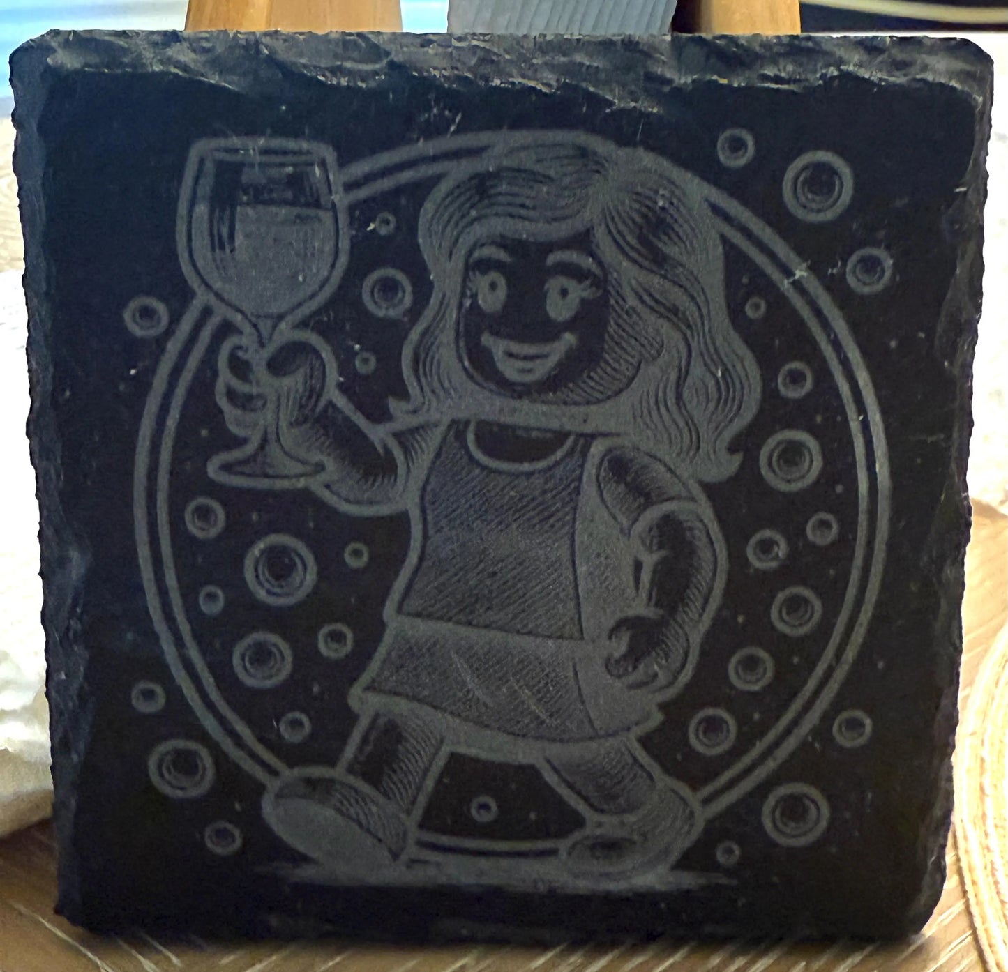 Lego-Inspired Slate Coasters: Engraved Drink Coasters, Set of Four